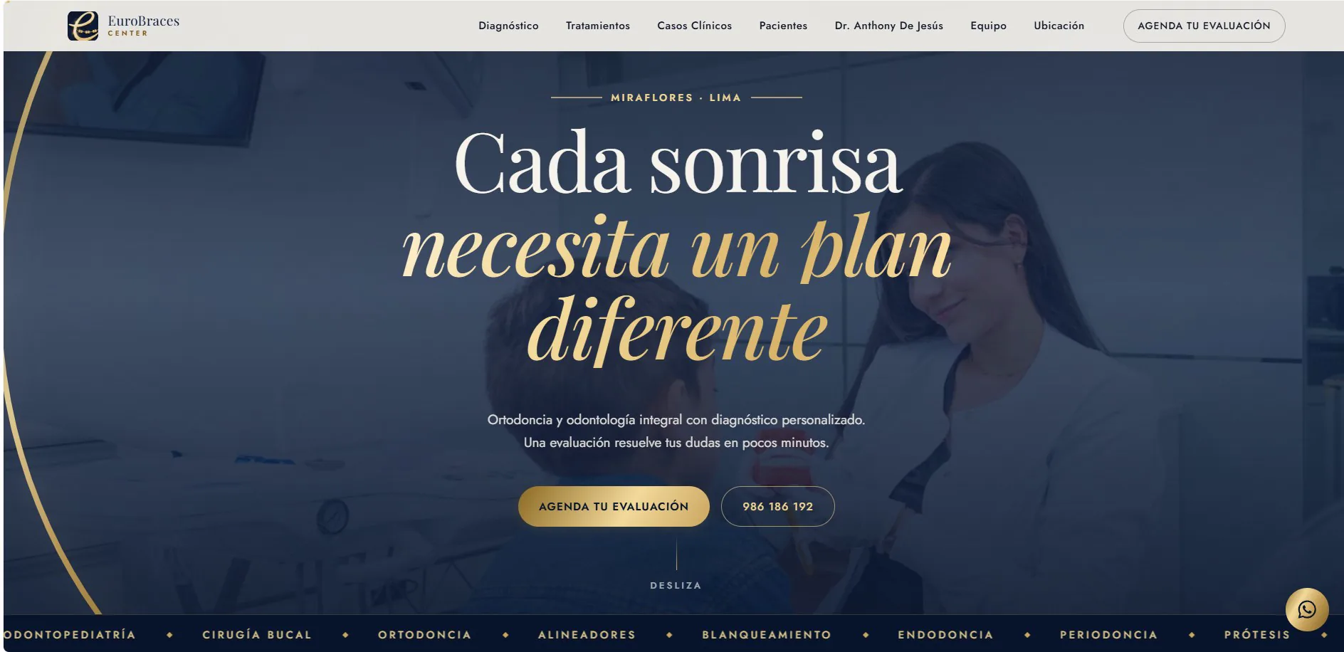 Portada de EuroBraces Center con el mensaje principal de la clínica